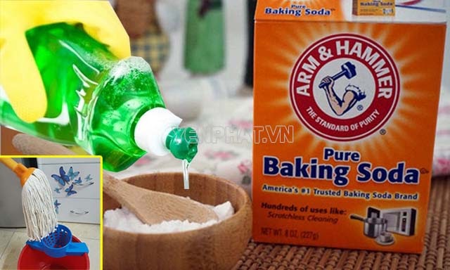 Cách giặt bông lau nhà bằng baking soda, muối và nước rửa chén