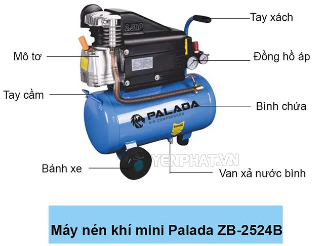 Máy nén khí mini có dầu được thiết kế với cấu tạo đơn giản, dễ sử dụng