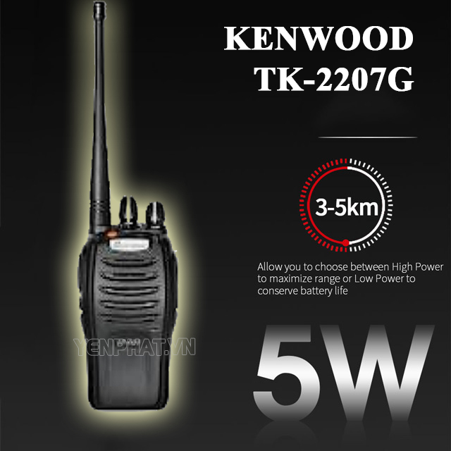 Khả năng liên lạc trong phạm vi lên tới 5km của kenwood 2207g