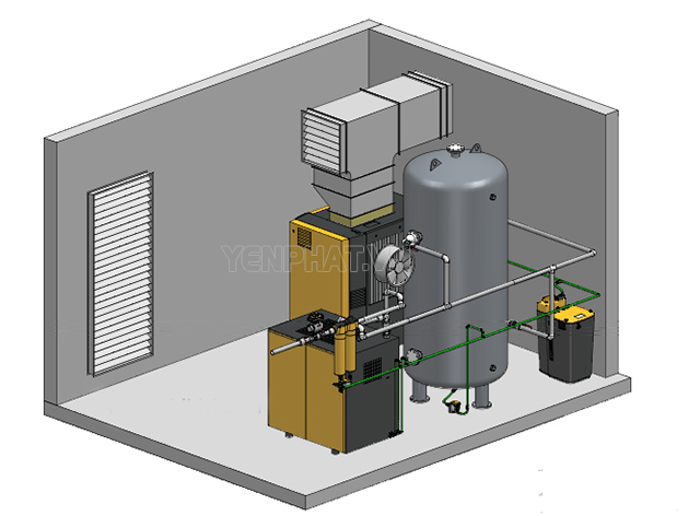 Sơ đồ hệ thống phòng máy nén khí tại một nhà máy