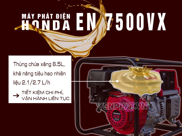 Honda EN 7500VX sở hữu khả năng tiết kiệm nhiên liệu đáng nể