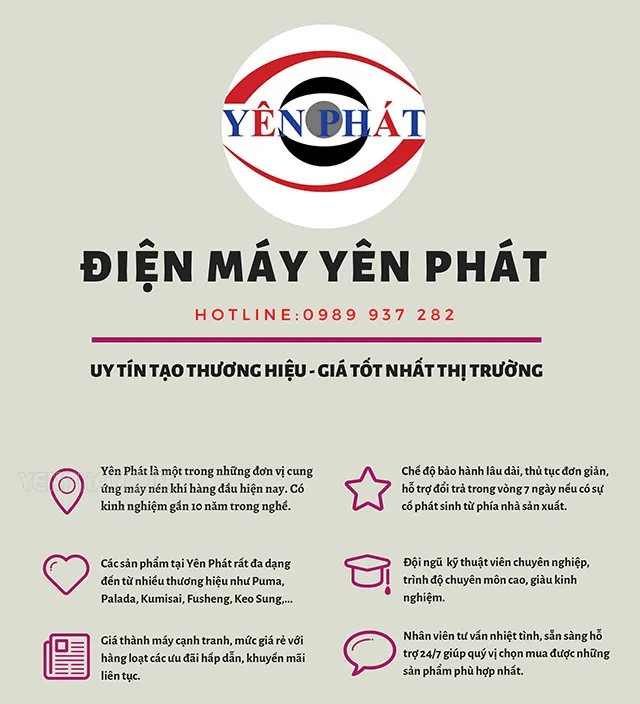 Yên Phát - sự lựa chọn hàng đầu cho thiết bị khí nén