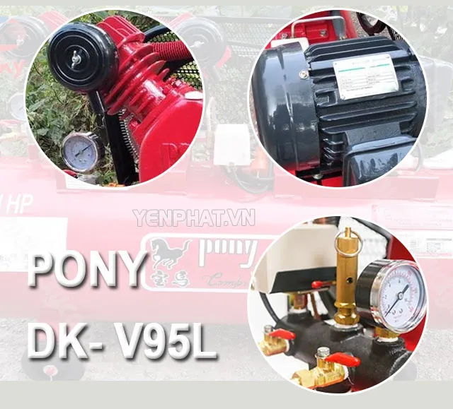 Máy nén khí Pony DK- V95L với các chi tiết đáp ứng tiêu chuẩn quốc tế