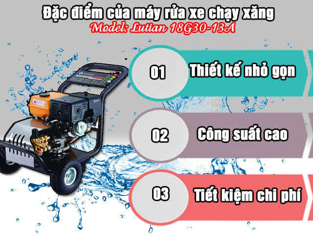 Đặc điểm của máy rửa xe chạy xăng Lutian 18G30-13A