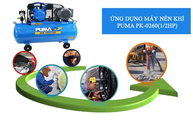 Máy nén khí mini Puma PK-0260 được ứng dụng trong nhiều lĩnh vực