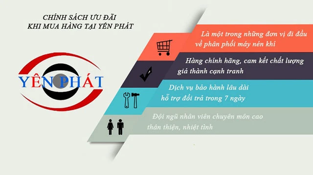 Khi mua máy nén khí tại Yên Phát, quý khách sẽ nhận được rất nhiều ưu đãi