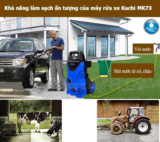 Máy rửa xe Kachi MK73 có tính đa dụng cao