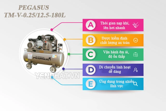Ưu điểm của máy nén khí Pegasus TM-V-0.25/12.5-180L