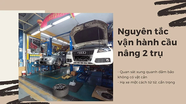 Vận hành cầu nâng 2 trụ cần chú ý điều gì?