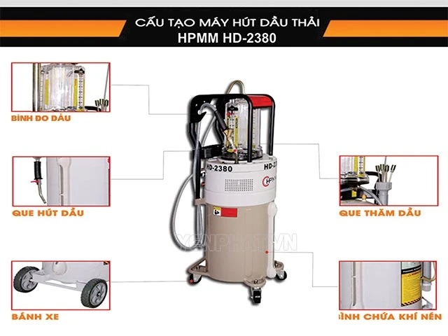 Cấu tạo máy hút dầu nhớt bằng điện HPMM HD-2380