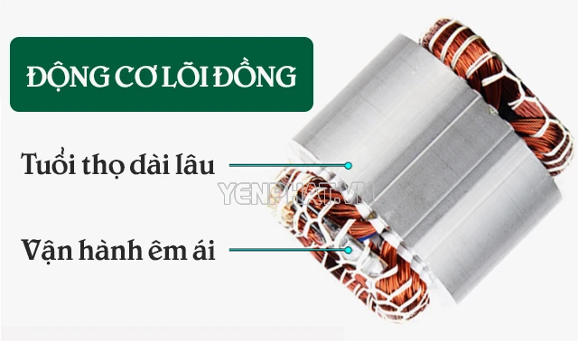 Động cơ lõi đồng mạnh mẽ cho hiệu suất công việc tối đa
