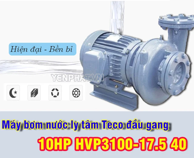 Máy bơm nước ly tâm Teco đầu gang 10HP HVP3100-17.5 40 giá tốt