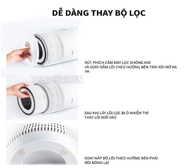 dễ dàng thay bộ mọc máy lọc không khí