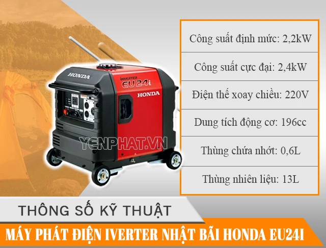 Công suất máy phát điện Inverter Nhật bãi