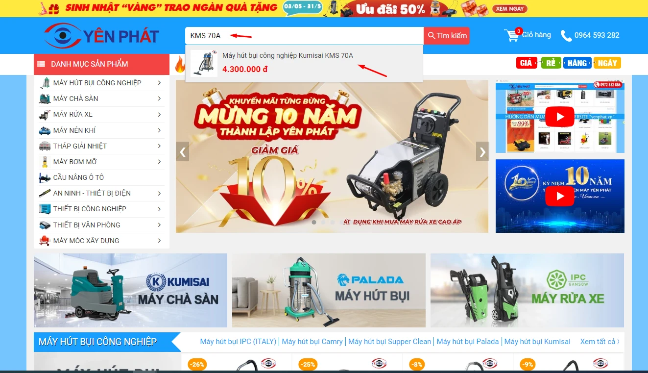 trang sản phẩm yên phát