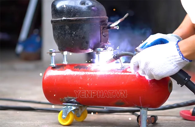 tự chế máy nén khí tủ lạnh hàn cố định