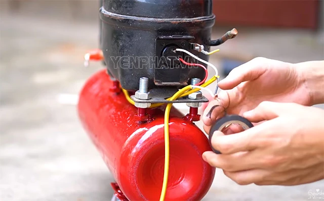 tự chế máy nén khí tủ lạnh nối điện nguồn