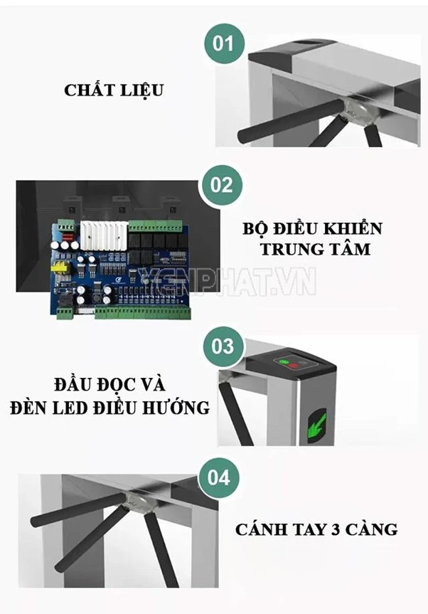 Cấu tạo cổng xoay 3 chấu Tripod Turnstile TC-S706H