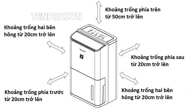 cách đặt máy hút ẩm Sharp