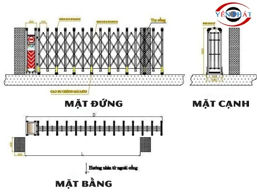 Cổng xếp inox có cấu tạo đơn giản, chắc chắn và hiện đại