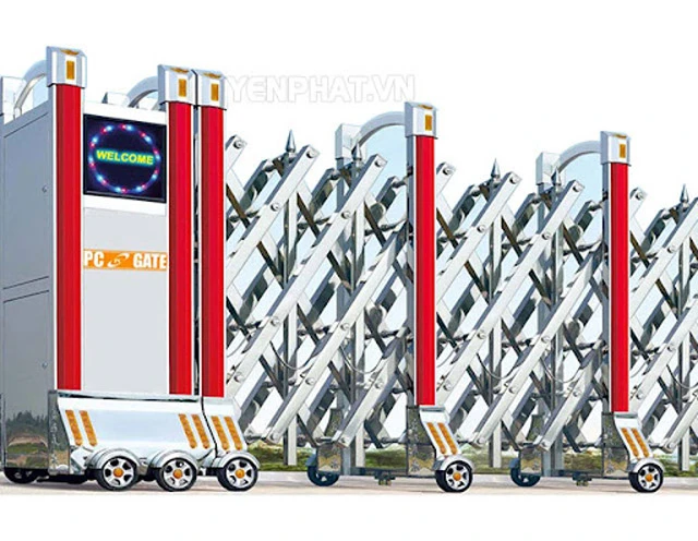 Cổng xếp Inox chạy điện PC-J8905