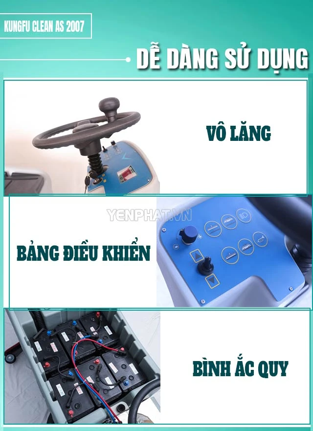 Ưu điểm của máy chà sàn ngồi lái Kungfu Clean AS 2007