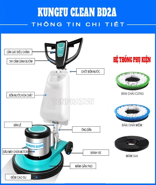 Cấu tạo của máy chà sàn Kungfu Clean BD2A