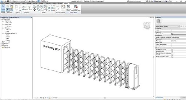 cổng xếp revit cổng trượt tự động | Điện Máy Yên Phát