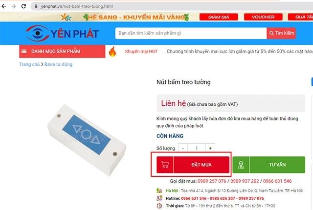 nút bấm treo tường - Điện máy Yên Phát