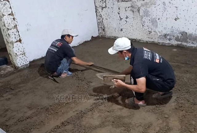 Vữa cán nền lát gạch khô
