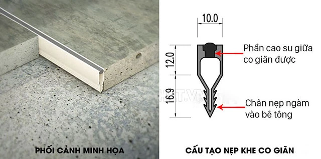 Nẹp khe co giãn lát gạch nền tạo ron cắt