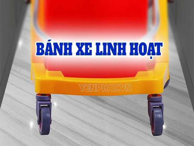 Bánh xe giúp xe dọn vệ sinh 2 xô di chuyển linh hoạt hơn