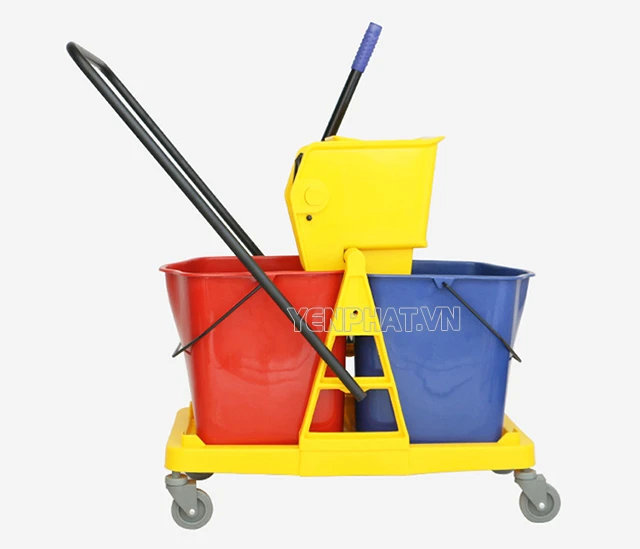 Xe dọn vệ sinh 2 xô công nghiệp được thiết kế nhỏ gọn