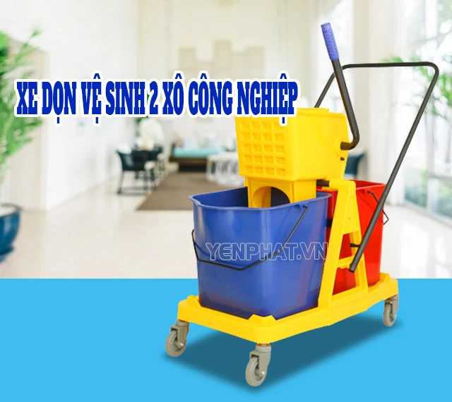 Xe dọn vệ sinh 2 xô công nghiệp