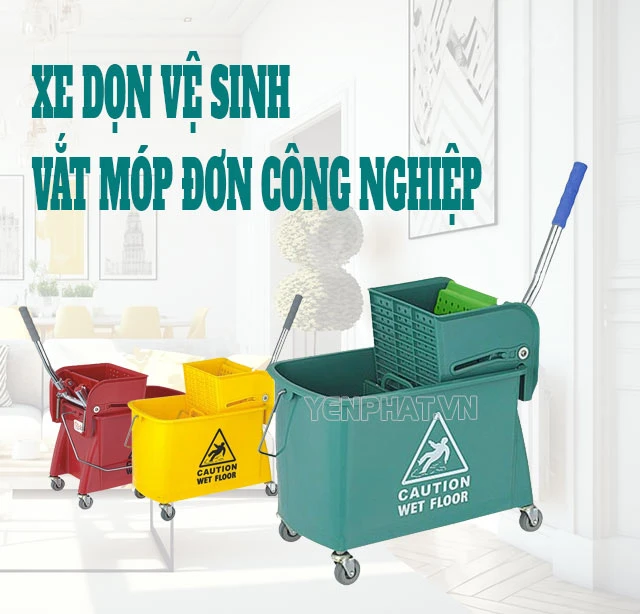 Xe dọn vệ sinh vắt móp đơn