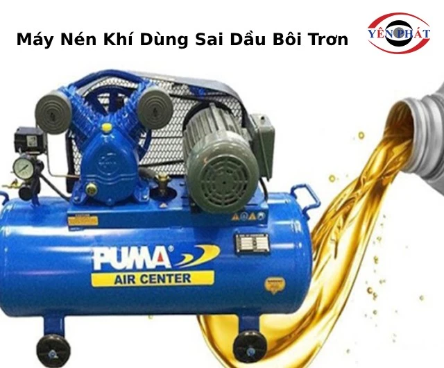 Máy nén khí bị dùng sai dầu bôi trợn