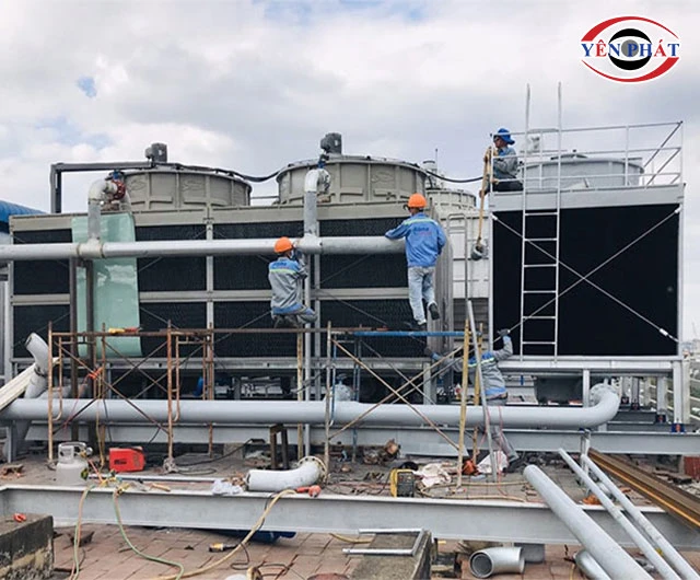 lắp đặt tháp giải nhiệt kumisai nơi bằng phẳng