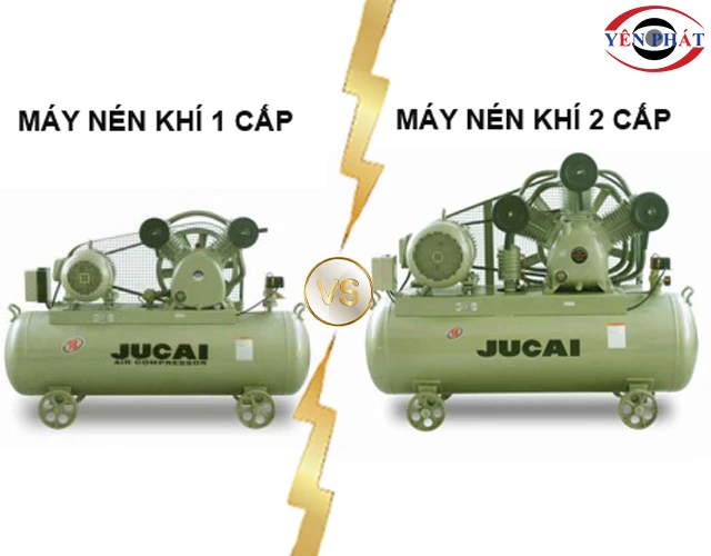 Cáu tạo máy nén khí 2 cấp và 1 cấp