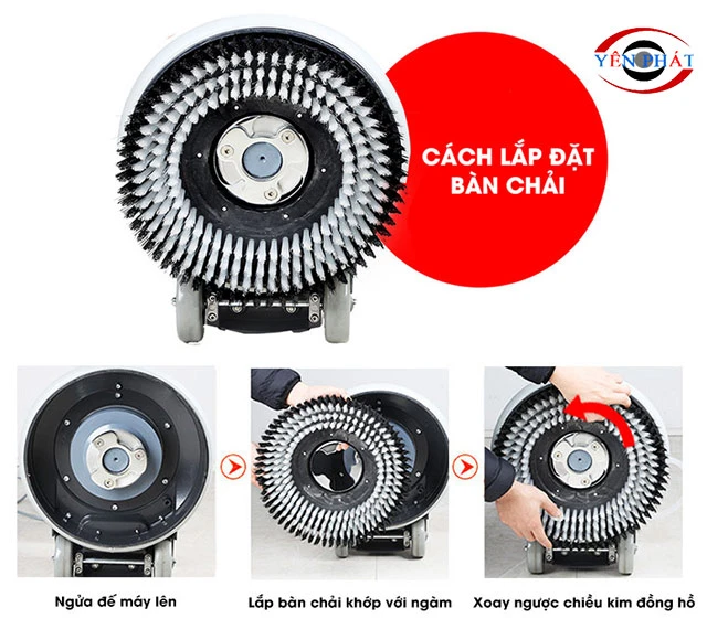 Lắp bàn chải cho máy chà sàn