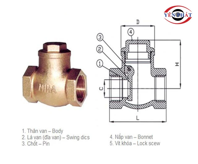 cấu tạo van 1 chiều máy nén khí