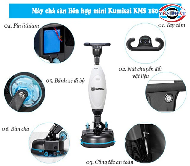 Máy chà sàn liên hợp mini Kumisai KMS 180