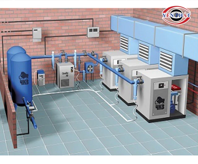 sơ đồ thiết kế phòng máy nén khí