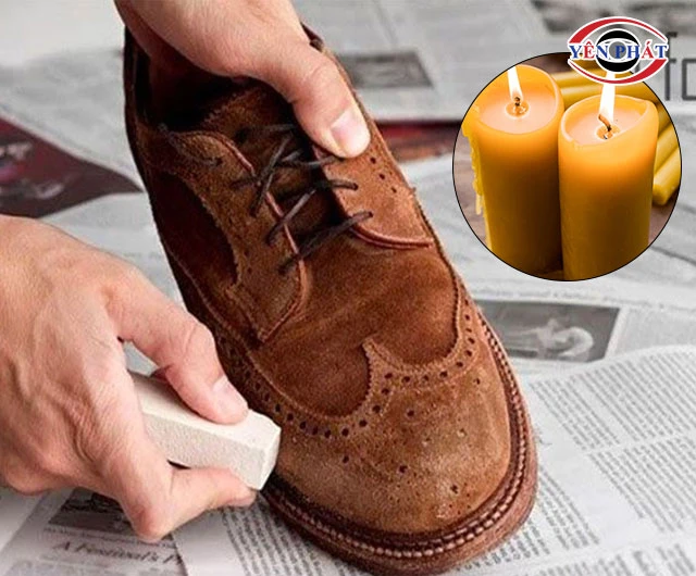 làm sạch giày da bị mốc bằng Sáp nến