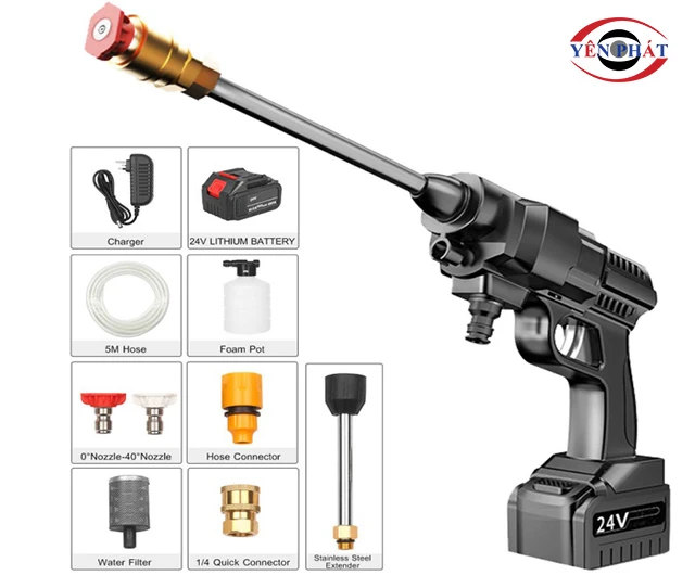 Máy xịt rửa xe tưới cây chạy pin 24V