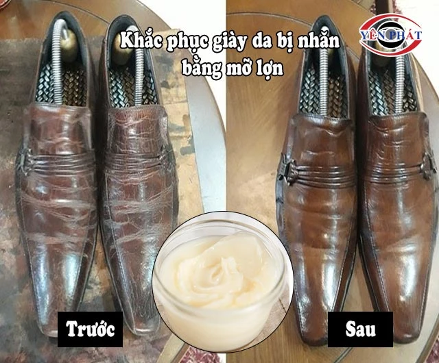 xử lý giày da bị nhăn bằng mỡ lợn