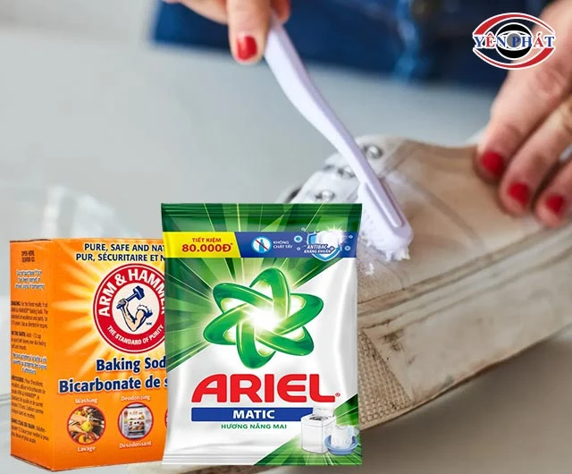 giặt giày với baking soda, bột giặt