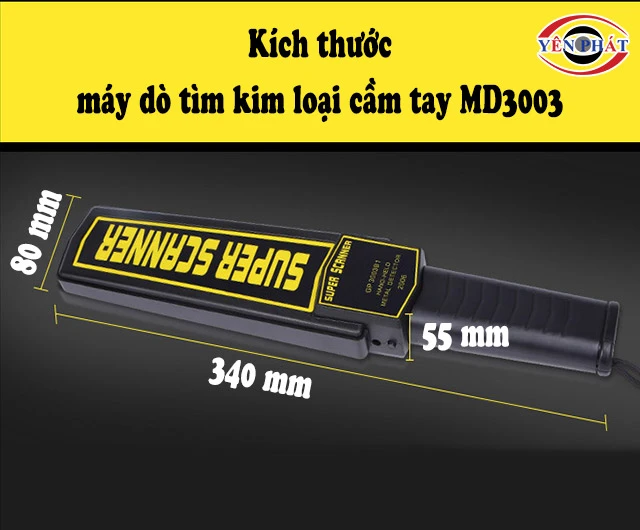 kích thước máy dò kim loại cầm tay MD3003