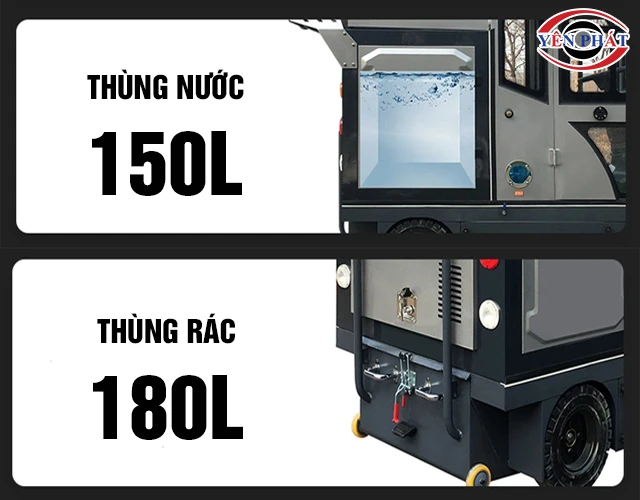 2 thùng chứa xe quét rác ngồi lái Kumisai KMS 1900D