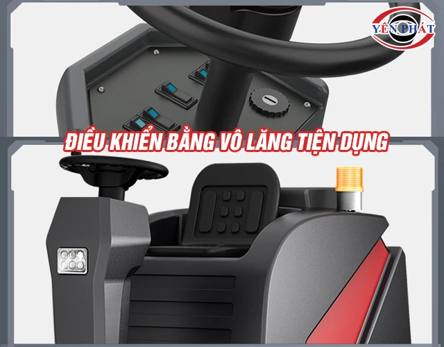 Xe quét rác công nghiệp ngồi lái Kumisai KMS GS1 điều khiển bằng vô lăng