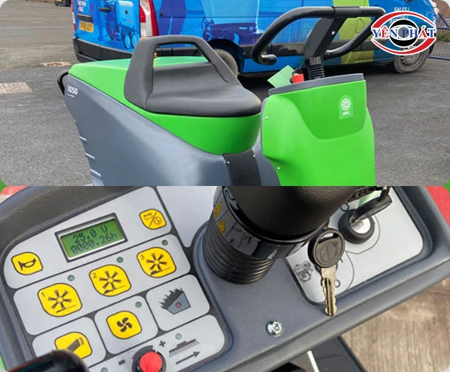 bảng điều khiển và khoang lái của xe quét rác IPC 1050